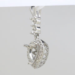 Sterling Silver Semi Mount Pendant Setting Heart HT 8x8mm RD 3.5mm Topaz - Syzjewelry