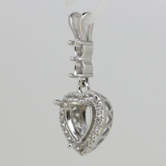 Sterling Silver Semi Mount Pendant Setting Heart HT 8x8mm RD 3.5mm Topaz - Syzjewelry