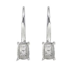 Sterling Silver Semi Mount Earrings Setting Cushion Cu 7x5 mm Leverback - Syzjewelry