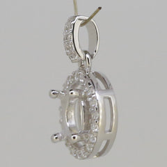 Sterling Silver Semi Mount Pendant Setting Round RD 6x6mm Halo with CZ - Syzjewelry