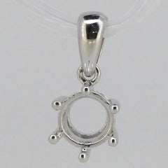 Sterling Silver Semi Mount Pendant Setting Round RD 6x6mm Solitaire Topaz - Syzjewelry