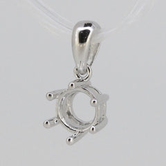 Sterling Silver Semi Mount Pendant Setting Round RD 6x6mm Solitaire Topaz - Syzjewelry