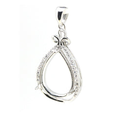 Sterling Silver Semi Mount Pendant Setting Pear Shape PE 18x13mm with Accent L64 - Syzjewelry