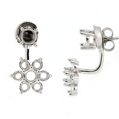 Sterling Silver Semi Mount Jacket Earrings Setting Round Rd 5x5mm, 4x4mm, 3x3mm - Syzjewelry