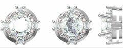 Sterling Silver Semi Mount Earrings Setting RD 6x6mm White Topaz 0674 - Syzjewelry