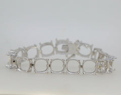 Sterling Silver Semi Mount Tennis Bracelet Setting Cushion CU 10X10mm 7"