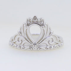 Sterling Silver Semi Mount Ring Setting PE 8x6mm Crown White Topaz - Syzjewelry