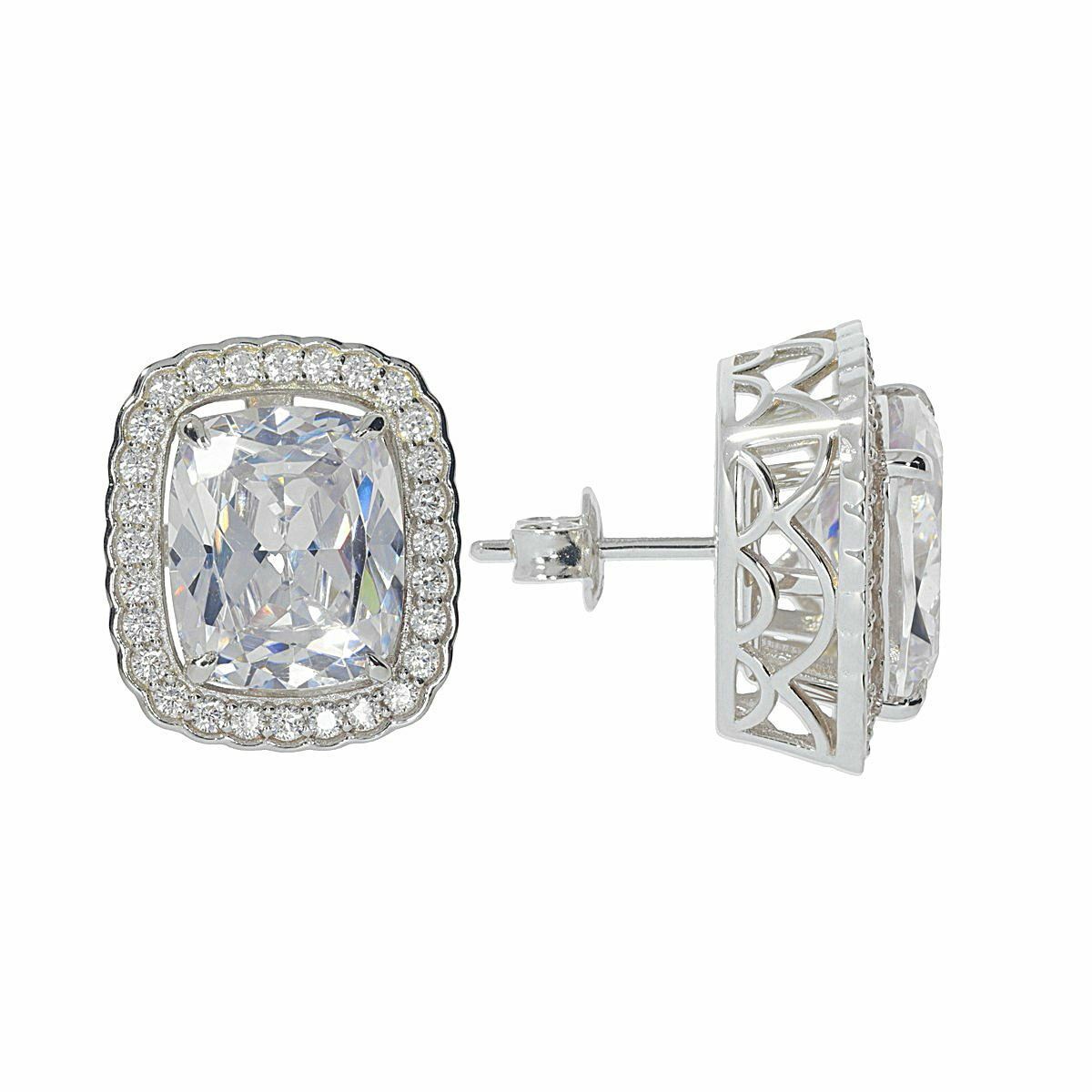 Sterling Silver Semi Mount Earrings Setting CU 12X10mm Jacket White Topaz - Syzjewelry