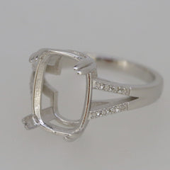 Sterling Silver Semi Mount Ring Setting CU 14X10mm Split Shank White Topaz - Syzjewelry