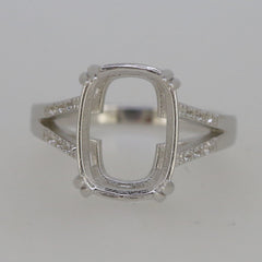 Sterling Silver Semi Mount Ring Setting CU 14X10mm Split Shank White Topaz - Syzjewelry