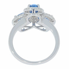 Sterling Silver Semi Mount Ring Setting OV 7X5mm White Topaz N0109PJC1694R - Syzjewelry