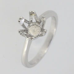 Sterling Silver Semi Mount Ring Setting RD 8x8mm White Topaz N0116PJC1707R - Syzjewelry