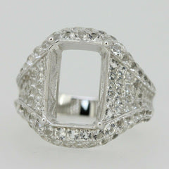 Sterling Silver Semi Mount Ring Setting OCT 14x10mm White Topaz PJC1646R - Syzjewelry