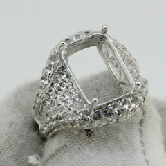 Sterling Silver Semi Mount Ring Setting OCT 14x10mm White Topaz PJC1646R - Syzjewelry