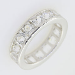 Sterling SilverFull Eternity Band Ring White Topaz 4mm Stone White Topaz N00 - Syzjewelry