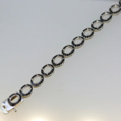 Sterling Silver Semi Mount Tennis Bracelet Setting OV 7X5mm Black Spinel - Syzjewelry