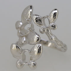 Floral Sterling Silver Semi Mount Ring Setting OV 7X5mm 6x4mm 5x3mm Ca - Syzjewelry