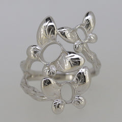 Floral Sterling Silver Semi Mount Ring Setting OV 7X5mm 6x4mm 5x3mm Ca - Syzjewelry