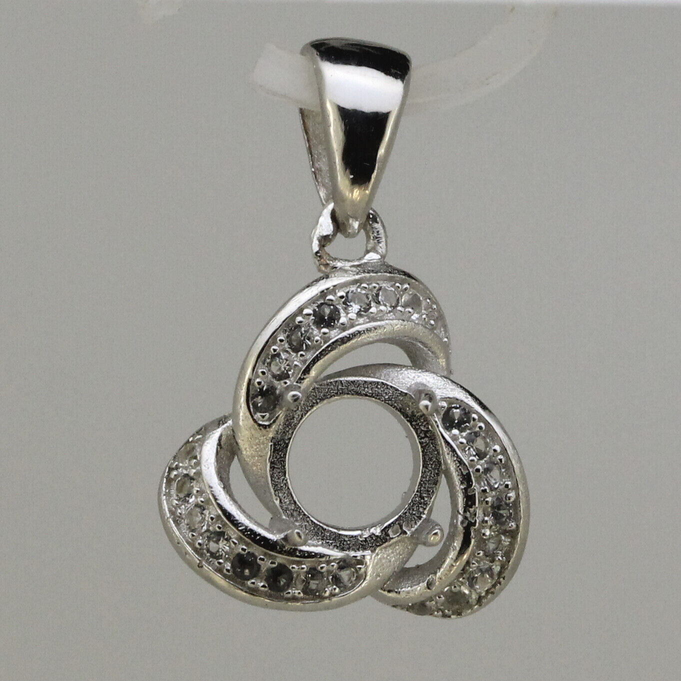 Sterling Silver Semi Mount Pendant Setting Round RD 6x6mm Trinity Circle Topaz - Syzjewelry