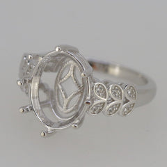 Sterling Silver Semi Mount Ring Setting Oval OV 14x10mm White Topaz - Syzjewelry