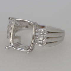 Sterling Silver Semi Mount Ring Setting Cushion CU 12X10mm White Topaz - Syzjewelry