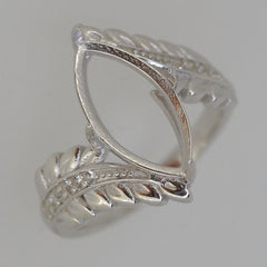 Art Nouveau Sterling Silver Semi Mount Ring Setting Marquise MQ 16x8 - Syzjewelry