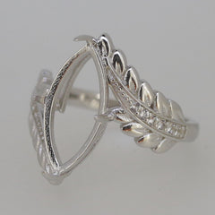 Art Nouveau Sterling Silver Semi Mount Ring Setting Marquise MQ 16x8 - Syzjewelry