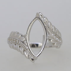 Art Nouveau Sterling Silver Semi Mount Ring Setting Marquise MQ 16x8 - Syzjewelry