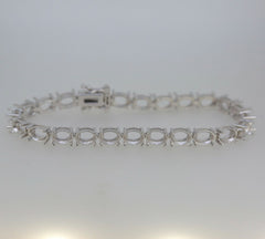 MTSterling Silver Semi Mount Tennis Bracelet Setting OV 7x5mm 8.5"