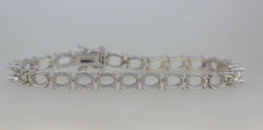 MTSterling Silver Semi Mount Tennis Bracelet Setting OV 7x5mm 8.5"