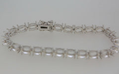 MTSterling Silver Semi Mount Tennis Bracelet Setting OV 7x5mm 8.5"