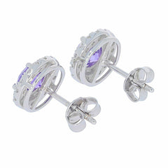 Sterling Silver Semi Mount Earrings Setting Round RD 6x6mm White Topaz - Syzjewelry