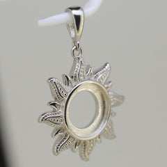 Sterling Silver Semi Mount Pendant Setting Round RD 10x10mm Cabochon W - Syzjewelry