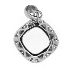 Sterling Silver Semi Mount Pendant Setting Cushion Cu 9x9mm W/ White Topaz - Syzjewelry