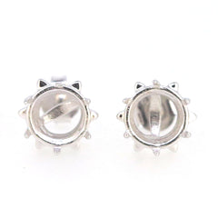 Sterling Silver Semi Mount Earrings Setting Round RD 8x8mm Stud White Topaz - Syzjewelry