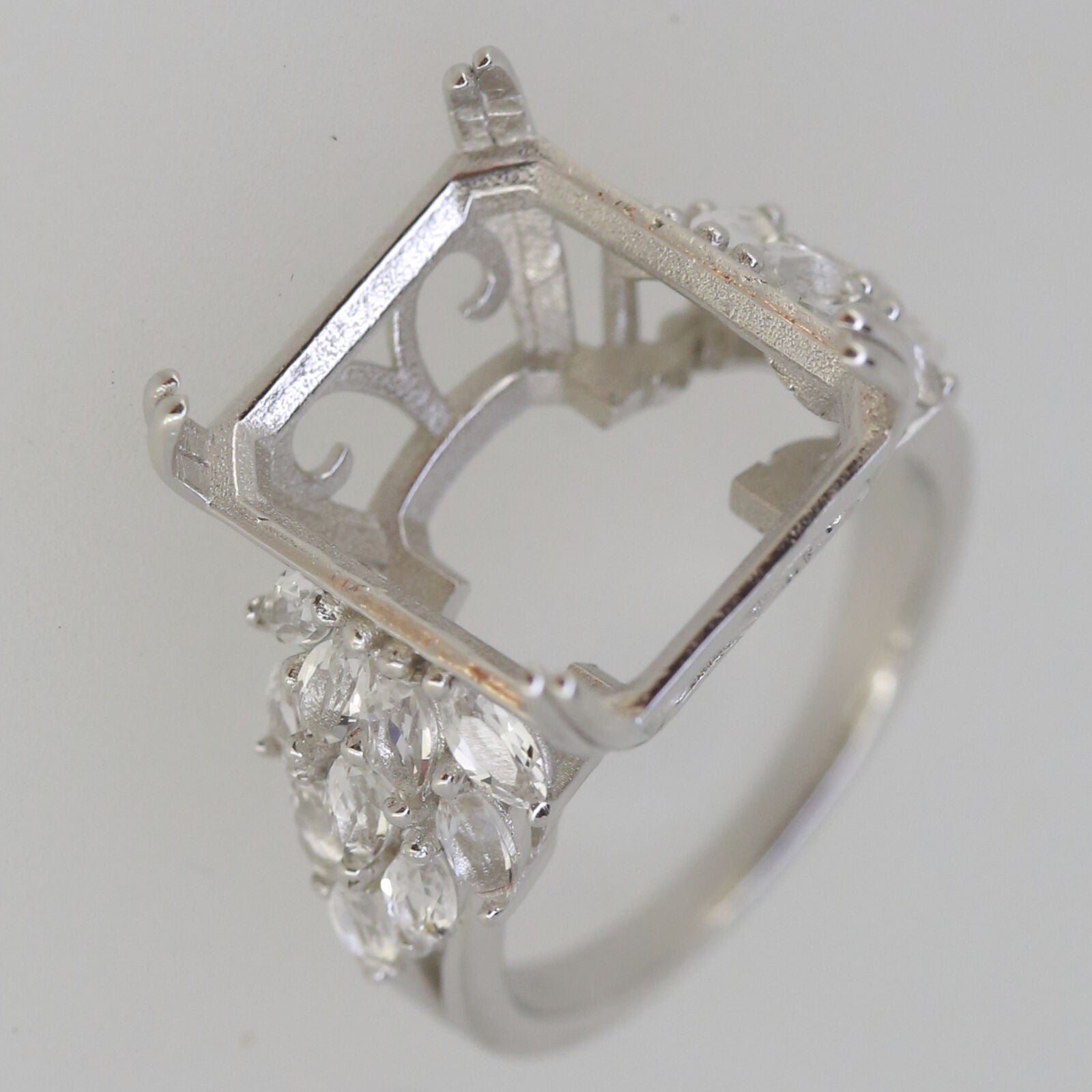 Sterling Silver Semi Mount Ring Setting OC 16X14mm White Topaz - Syzjewelry