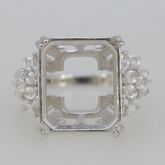 Sterling Silver Semi Mount Ring Setting OC 16X14mm White Topaz - Syzjewelry