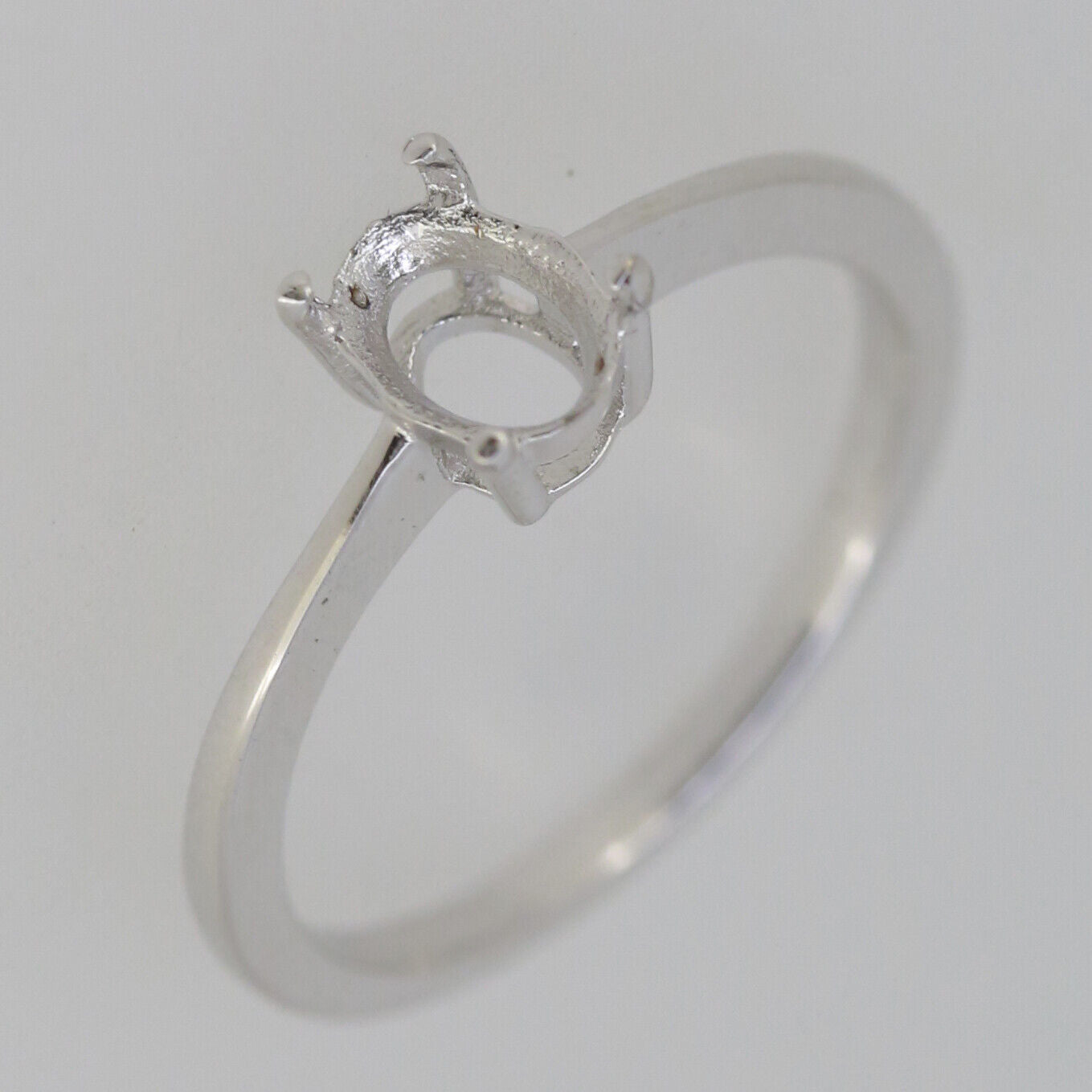 Sterling Silver Semi Mount Ring Setting OV 7X5mm White Topaz - Syzjewelry