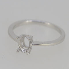 Sterling Silver Semi Mount Ring Setting OV 7X5mm White Topaz - Syzjewelry