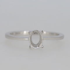 Sterling Silver Semi Mount Ring Setting OV 7X5mm White Topaz - Syzjewelry