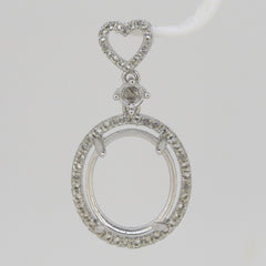 Sterling Silver Semi Mount Pendant Setting Oval OV 16x13mm RD4x4mm Cabochon - Syzjewelry