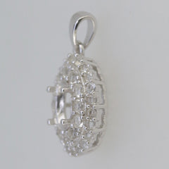 Sterling Silver Semi Mount Pendants Setting OV 7x5mm White Topaz - Syzjewelry