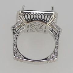 Sterling Silver Semi Mount Ring Setting Cushion CU 16x12mm Size 8 Whit - Syzjewelry