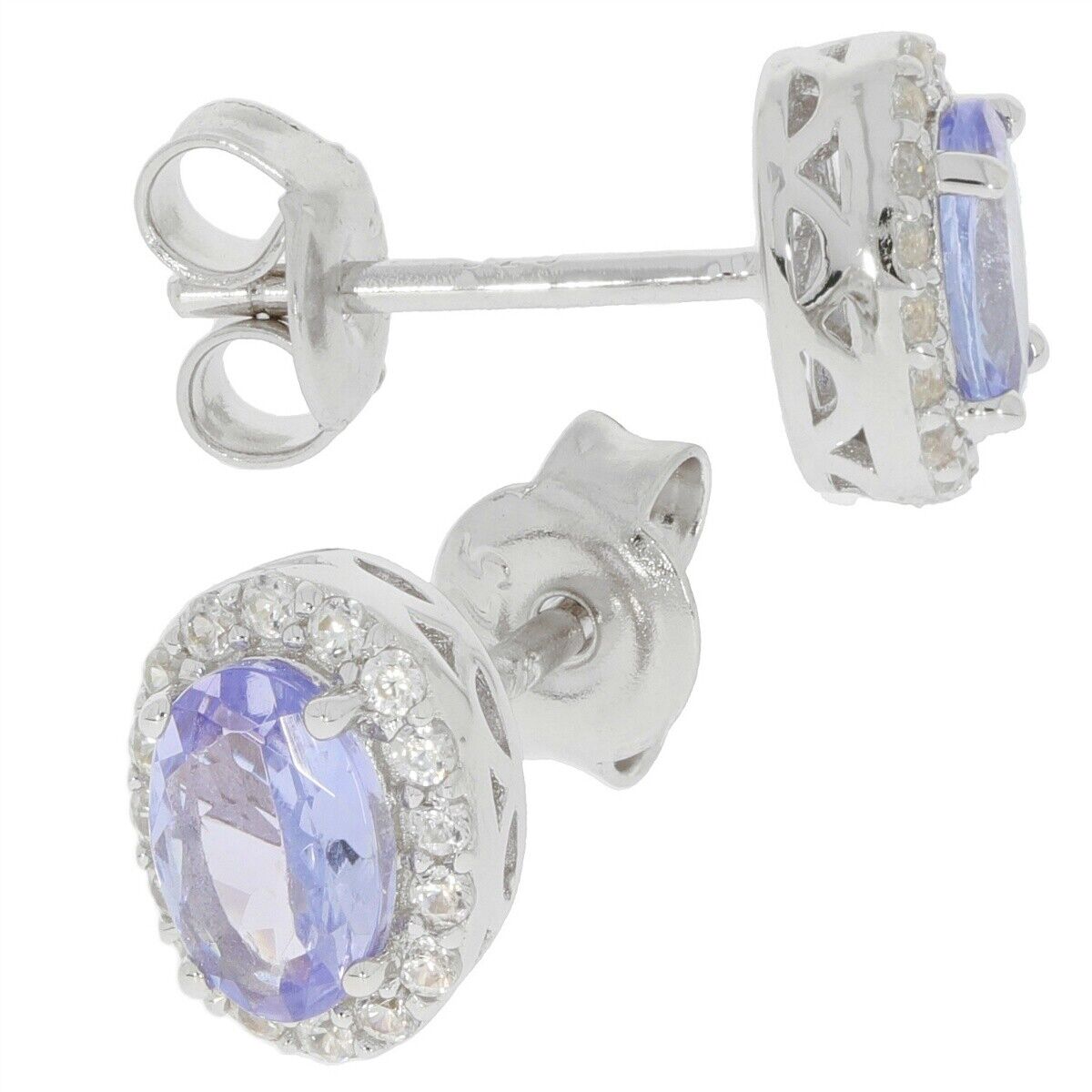 Sterling Silver Semi Mount Earrings Setting OV 6x4mm White Topaz Solid - Syzjewelry