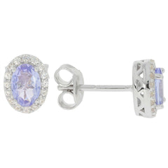 Sterling Silver Semi Mount Earrings Setting OV 6x4mm White Topaz Solid - Syzjewelry