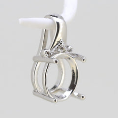 Sterling Silver Semi Mount Pendants Setting Round RD 10x10mm White Top DK200 - Syzjewelry