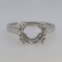 Sterling Silver Semi Mount Ring Setting Round RD 10x10mm Solitaire Whi - Syzjewelry