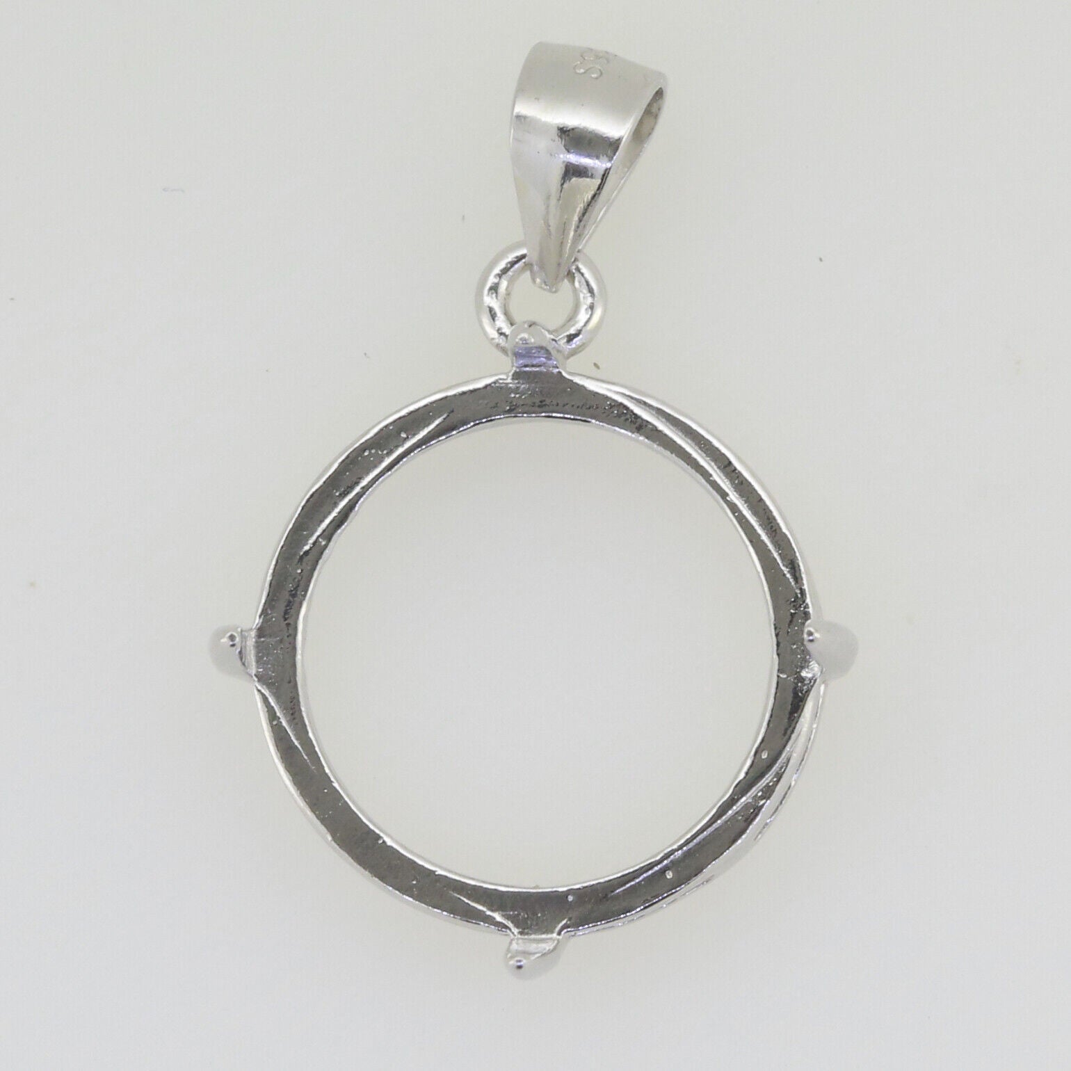 Solid Sterling Silver Semi Mount Pendant Setting Cab Round 8 9 10 11 12 14 18 20 - Syzjewelry