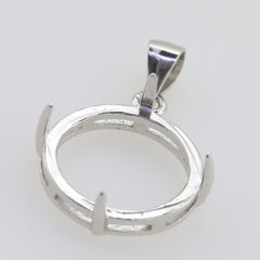 Solid Sterling Silver Semi Mount Pendant Setting Cab Round 8 9 10 11 12 14 18 20 - Syzjewelry