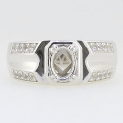 Sterling Silver Semi Mount Ring Setting Oval OV 7x5mm White Topaz PJC14096R - Syzjewelry